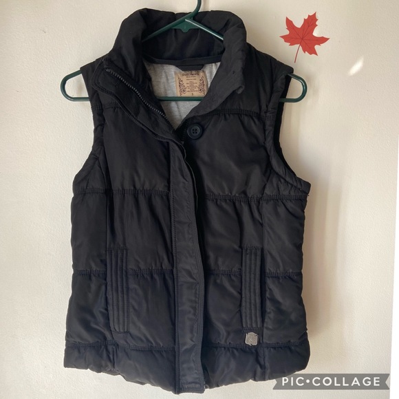 Ruff Hewn Quilted Puffer Vest Womens Size Small Black, Full Zip - Picture 2 of 10
